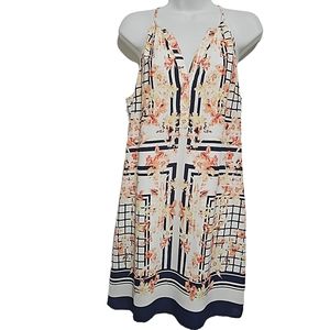 Floral Tank Halter Dress Size Medium Casual Lightweight Flowy Scarf Print